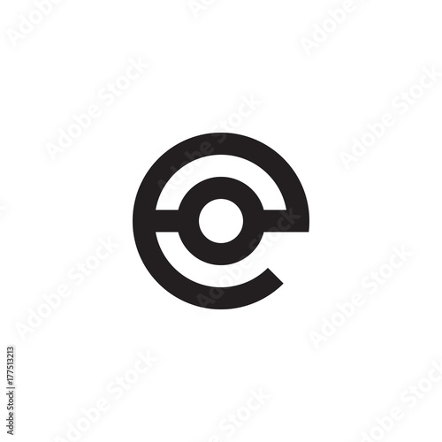 Initial letter eo, oe, o inside e, linked line circle shape logo, monogram black color
