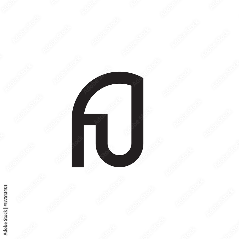Initial letter fj, jf, j inside f, linked line circle shape logo, monogram black color Initial letter fj, jf, j inside f, linked line circle shape logo, monogram black color