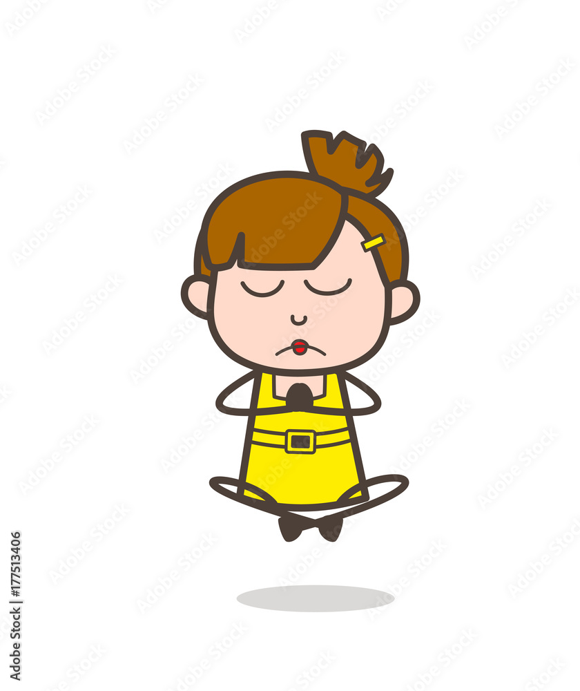 Doing Prayer - Cute Cartoon Girl Vector