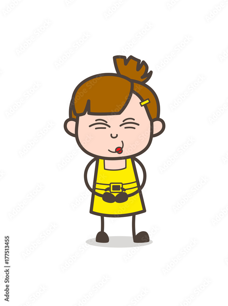 Lovely Smiling Face Expression - Cute Cartoon Girl Vector