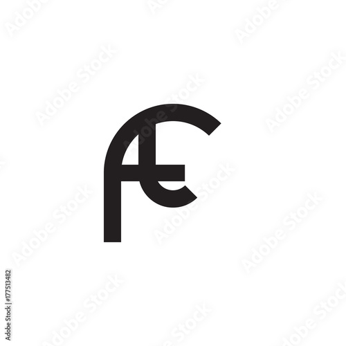 Initial letter ft, tf, t inside f, linked line circle shape logo, monogram black color