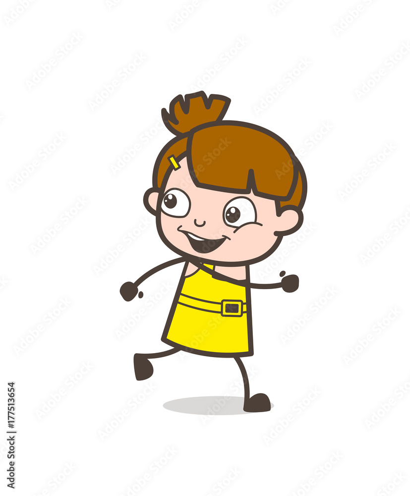 Kid Running and Laughing - Cute Cartoon Girl Vector Kid Running and Laughing - Cute Cartoon Girl Vector
