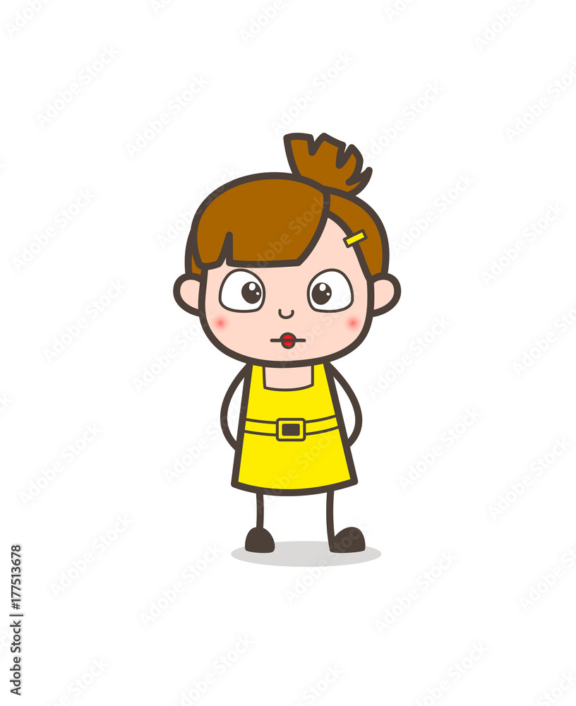 Kid Flushed Face - Cute Cartoon Girl Vector