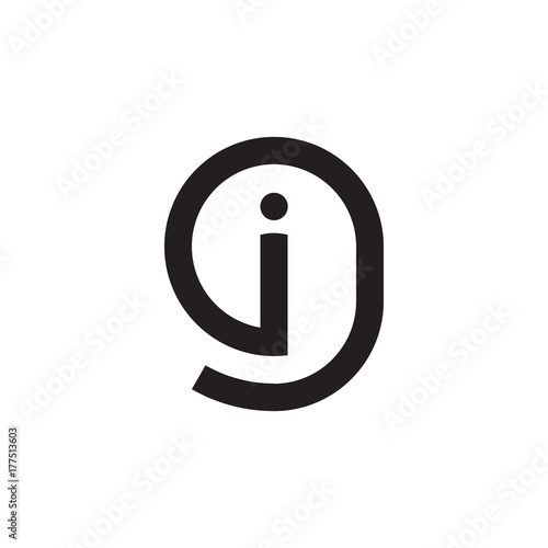 Initial letter gi, ig, i inside g, linked line circle shape logo, monogram black color