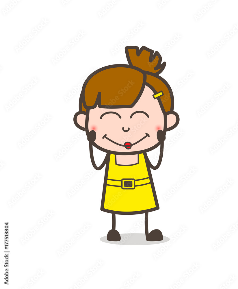 Smiling Kid Blushing Face - Cute Cartoon Girl Vector Smiling Kid Blushing Face - Cute Cartoon Girl Vector
