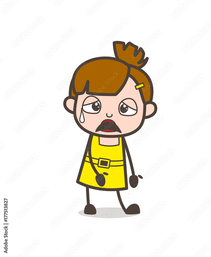 Frustrated Face with Sweat on Face - Cute Cartoon Girl Vector Frustrated Face with Sweat on Face - Cute Cartoon Girl Vector