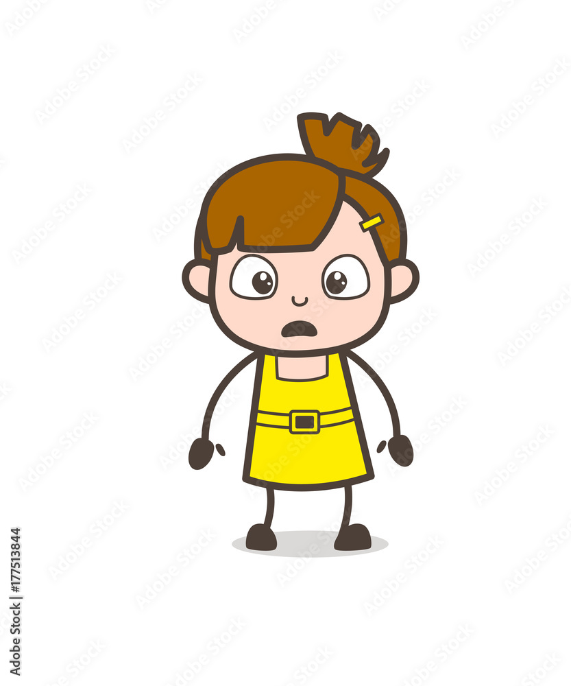 Frowning Face with Open Mouth - Cute Cartoon Girl Vector Frowning Face with Open Mouth - Cute Cartoon Girl Vector