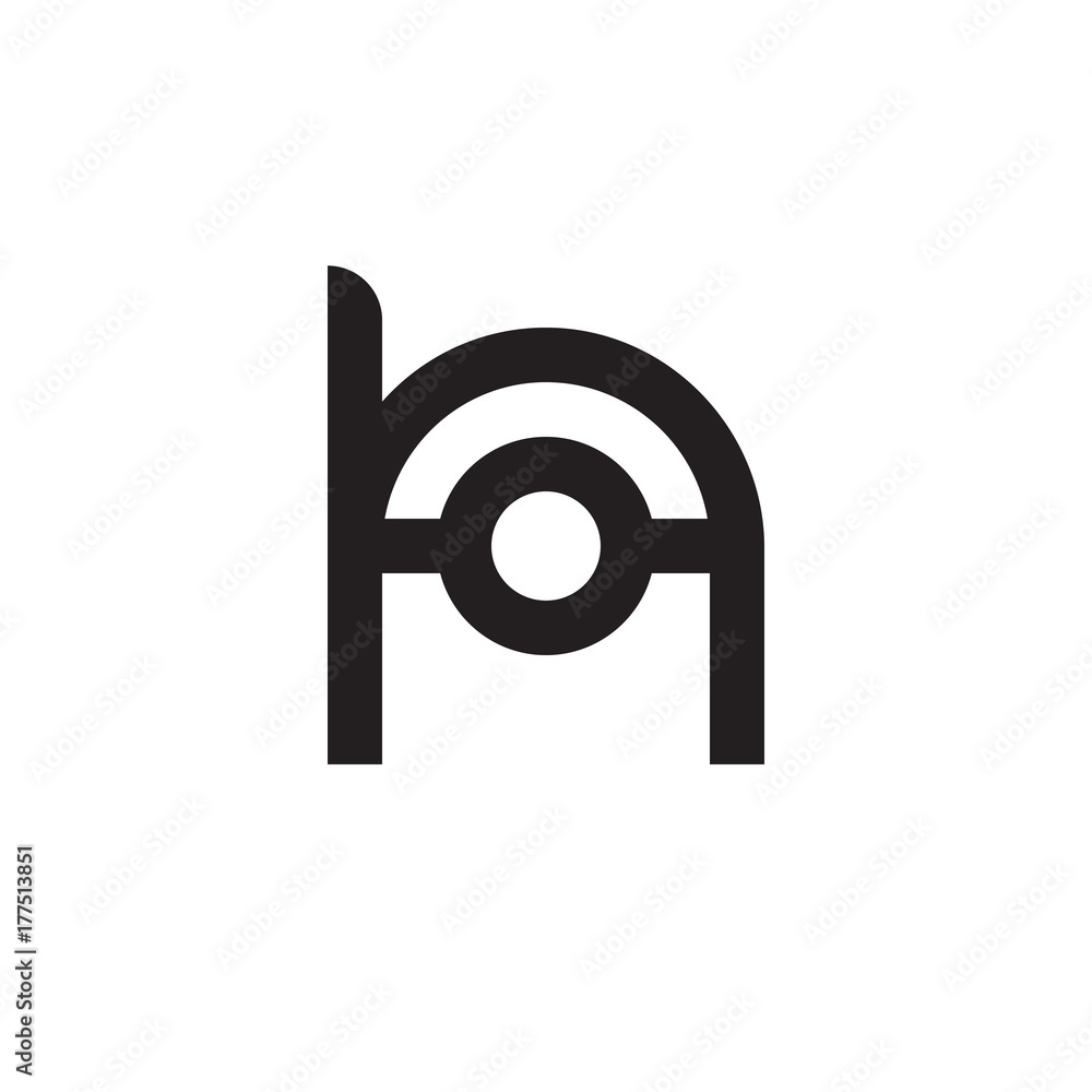 Initial letter ho, oh, o inside h, linked line circle shape logo, monogram black color Initial letter ho, oh, o inside h, linked line circle shape logo, monogram black color