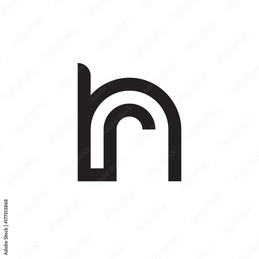 Initial letter hr, rh, r inside h, linked line circle shape logo, monogram black color Initial letter hr, rh, r inside h, linked line circle shape logo, monogram black color