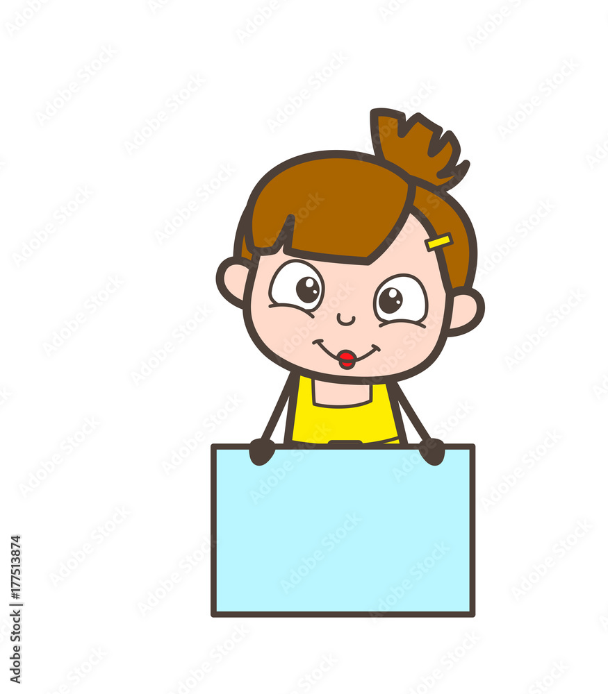 Blank Message Banner - Cute Cartoon Girl Vector Blank Message Banner - Cute Cartoon Girl Vector