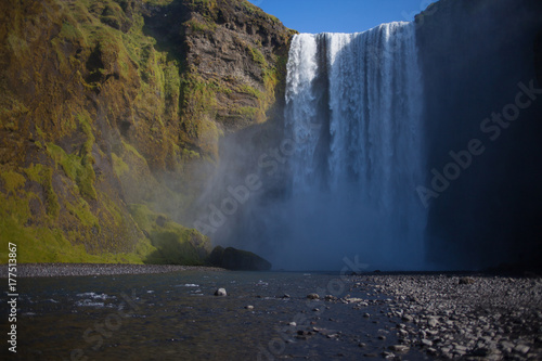 Skogafoss Waterfall. The big famous waterfall in southern Iceland