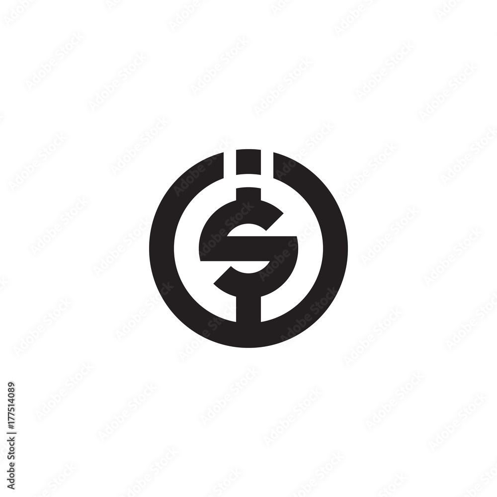Initial letter is, si, s inside i, linked line circle shape logo, monogram black color Initial letter is, si, s inside i, linked line circle shape logo, monogram black color