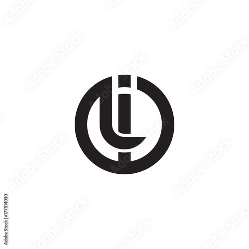 Initial letter il, li, linked line circle shape logo, monogram black color