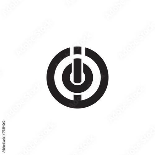 Initial letter oi, io, o inside i, linked line circle shape logo, monogram black color
