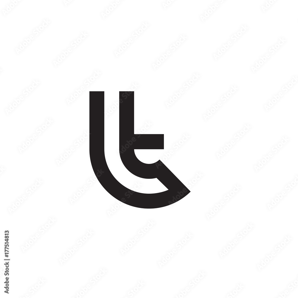 Initial letter lt, tl, t inside l, linked line circle shape logo, monogram black color Initial letter lt, tl, t inside l, linked line circle shape logo, monogram black color