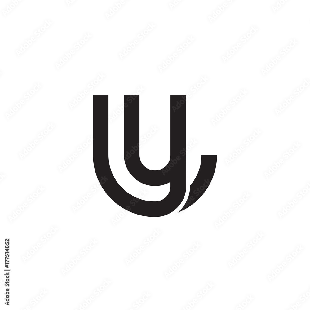 Initial letter ly, yl, y inside l, linked line circle shape logo, monogram  black color Stock Vector