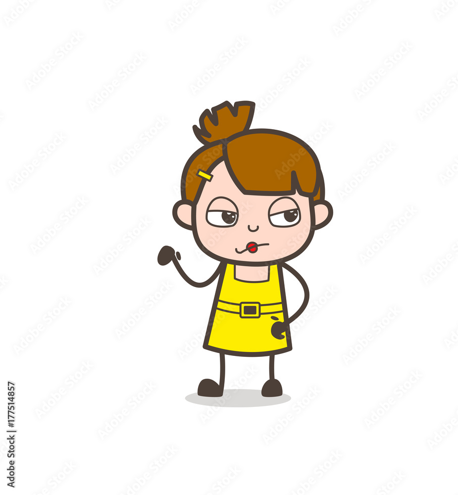 Unamused Kid Expression - Cute Cartoon Girl Vector