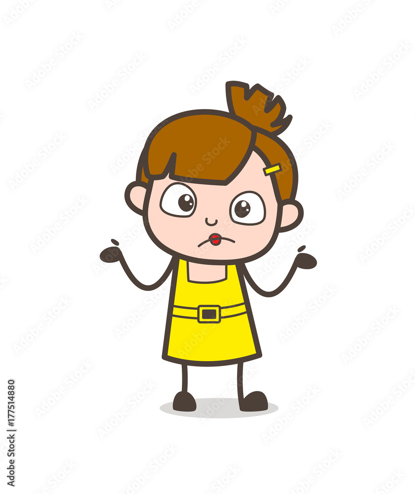 Unaware Expression - Cute Cartoon Girl Vector