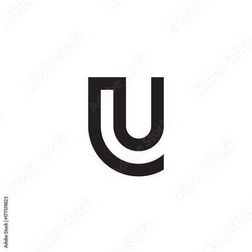 Initial letter lu, ul, linked line circle shape logo, monogram black color