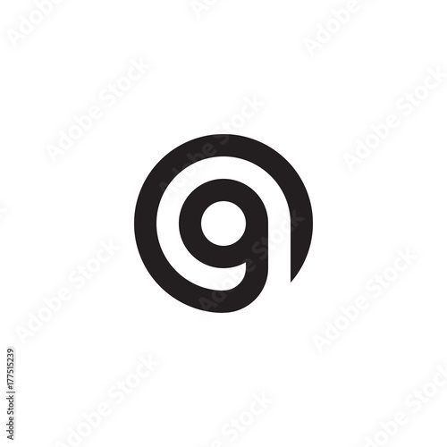 Initial letter og, go, g inside o, linked line circle shape logo, monogram black color

