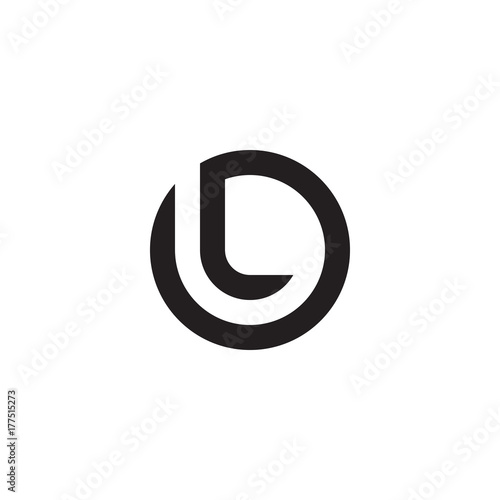 Initial letter ol, lo, l inside o, linked line circle shape logo, monogram black color

