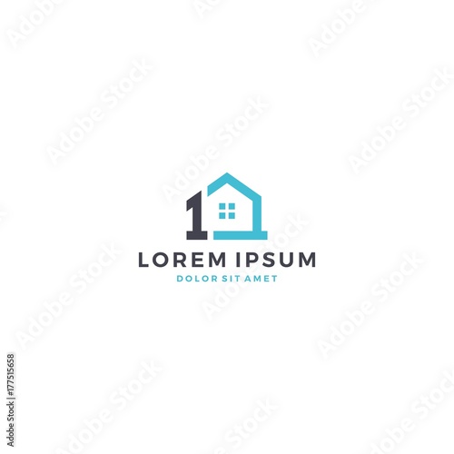 one stop home house number logo vector icon template