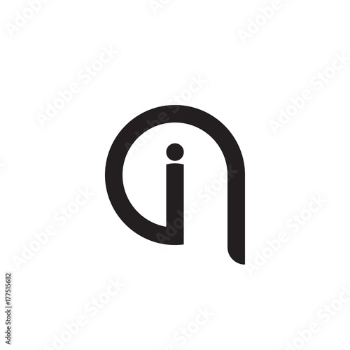 Initial letter qi, iq, i inside q, linked line circle shape logo, monogram black color

