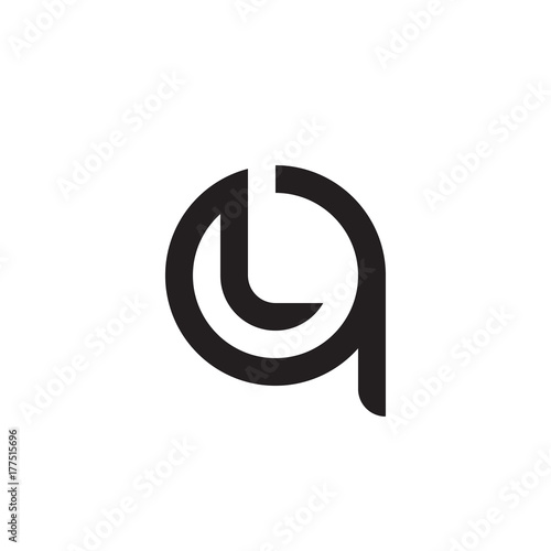 Initial letter ql, lq, l inside q, linked line circle shape logo, monogram black color