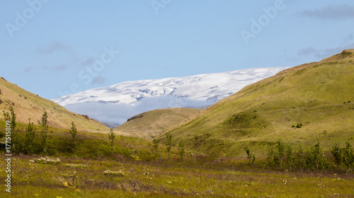 Iceland, high mountain cliff. Beautiful landscape
