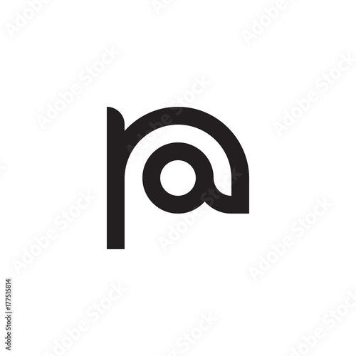 Initial letter ra, ar, a inside r, linked line circle shape logo, monogram black color

