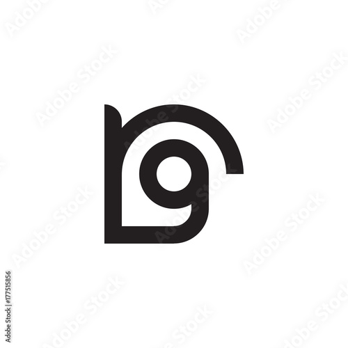 Initial letter rg, gr, g inside r, linked line circle shape logo, monogram black color

 photo