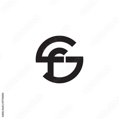 Initial letter sf, fs, f inside s, linked line circle shape logo, monogram black color

