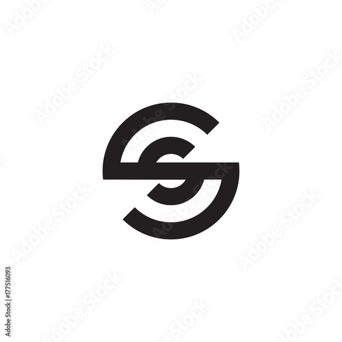 Initial letter ss, s inside s, linked line circle shape logo, monogram black color

