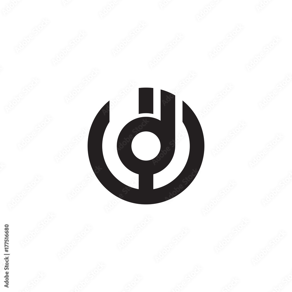 Initial letter wd, dw, d inside w, linked line circle shape logo, monogram black color Initial letter wd, dw, d inside w, linked line circle shape logo, monogram black color