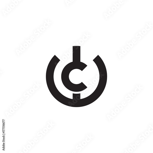 Initial letter wc, cw, c inside w, linked line circle shape logo, monogram black color