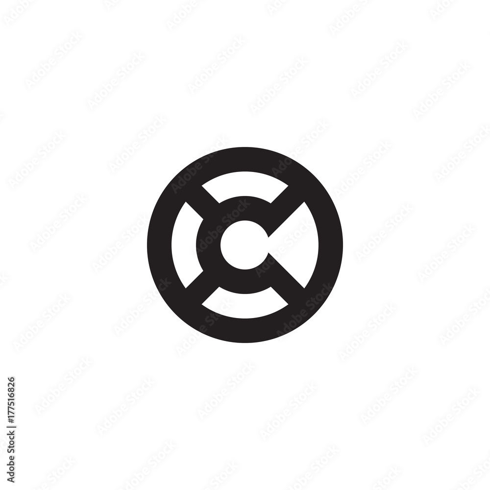 Initial letter xc, cx, c inside x, linked line circle shape logo, monogram black color