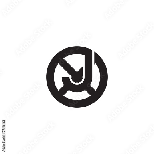 Free Download Initial letter xj, jx, j inside x, linked line circle shape logo, monogram black color - GFXLoad