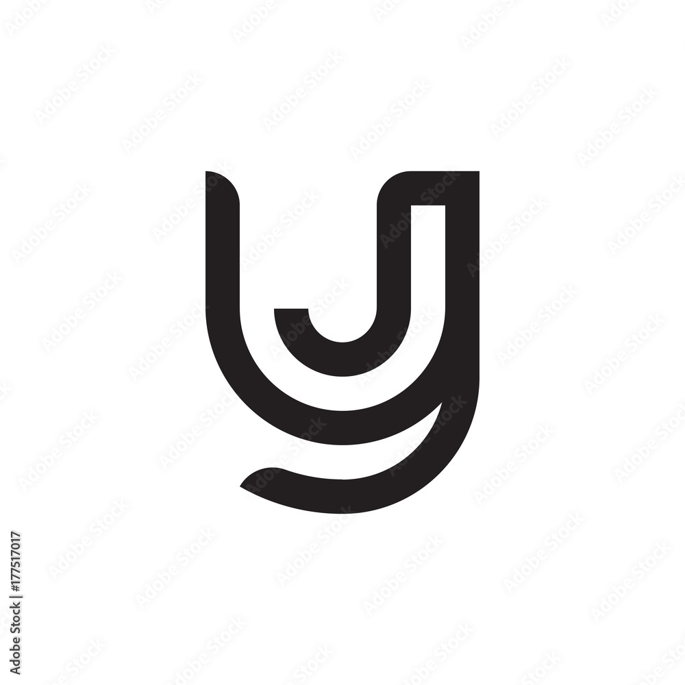 Initial letter yj, jy, j inside y, linked line circle shape logo, monogram black color Initial letter yj, jy, j inside y, linked line circle shape logo, monogram black color