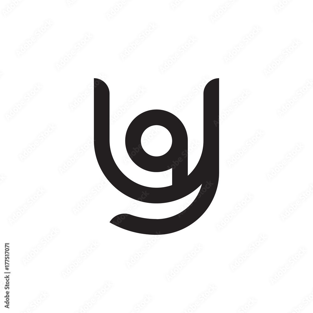 Initial letter yq, qy, q inside y, linked line circle shape logo, monogram black color