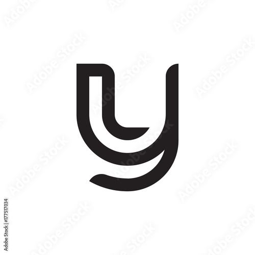 Initial letter yl  ly  l inside y  linked line circle shape logo  monogram black color