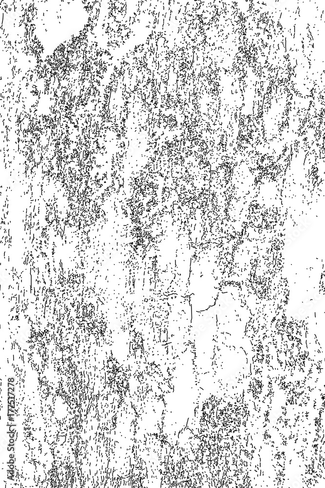 Distressed halftone grunge black and white vector texture -old wood bark texture background with cracks for creation abstract vintage design effect with noise and grain