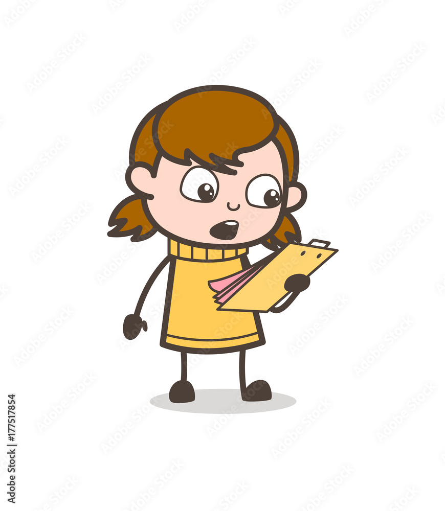 Announcing Rules - Cute Cartoon Girl Illustration Announcing Rules - Cute Cartoon Girl Illustration