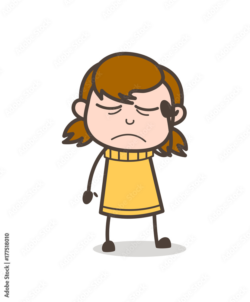 Upset Face Expression - Cute Cartoon Girl Illustration Upset Face Expression - Cute Cartoon Girl Illustration
