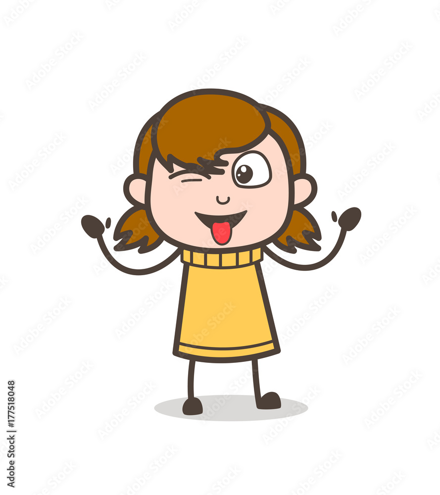 Tongue-Out Face Expression - Cute Cartoon Girl Illustration Tongue-Out Face Expression - Cute Cartoon Girl Illustration
