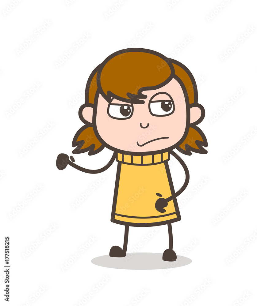 Unamused Face Expression - Cute Cartoon Girl Illustration