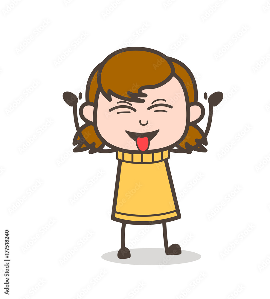 Caricature Face - Cute Cartoon Girl Illustration