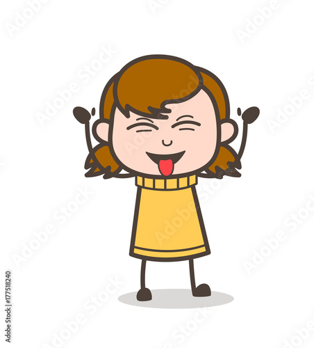 Caricature Face - Cute Cartoon Girl Illustration