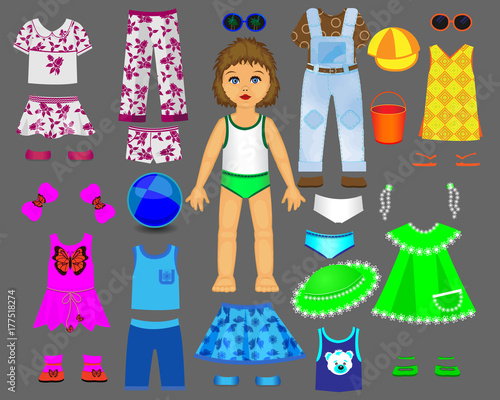 
Paper doll clothes and set for play and creativity. Part 1. Summer
