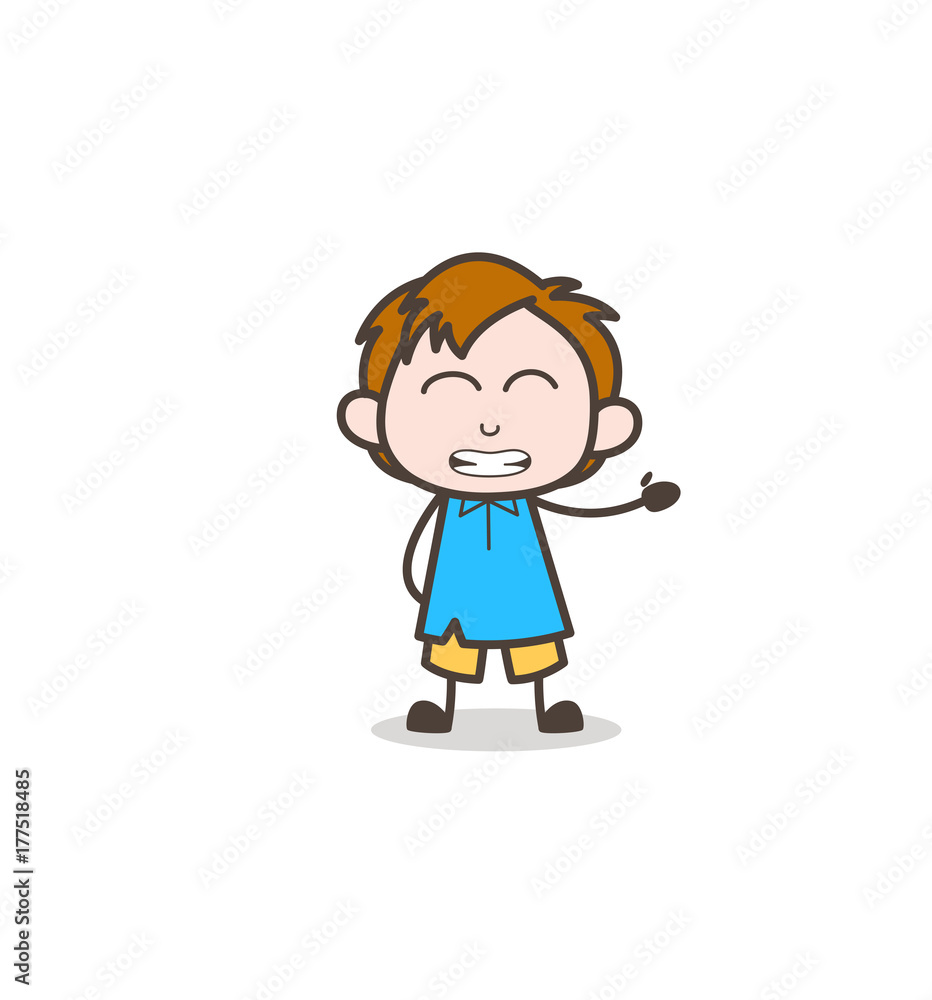 Grimacing Facial Expression - Cute Cartoon Kid Vector Grimacing Facial Expression - Cute Cartoon Kid Vector