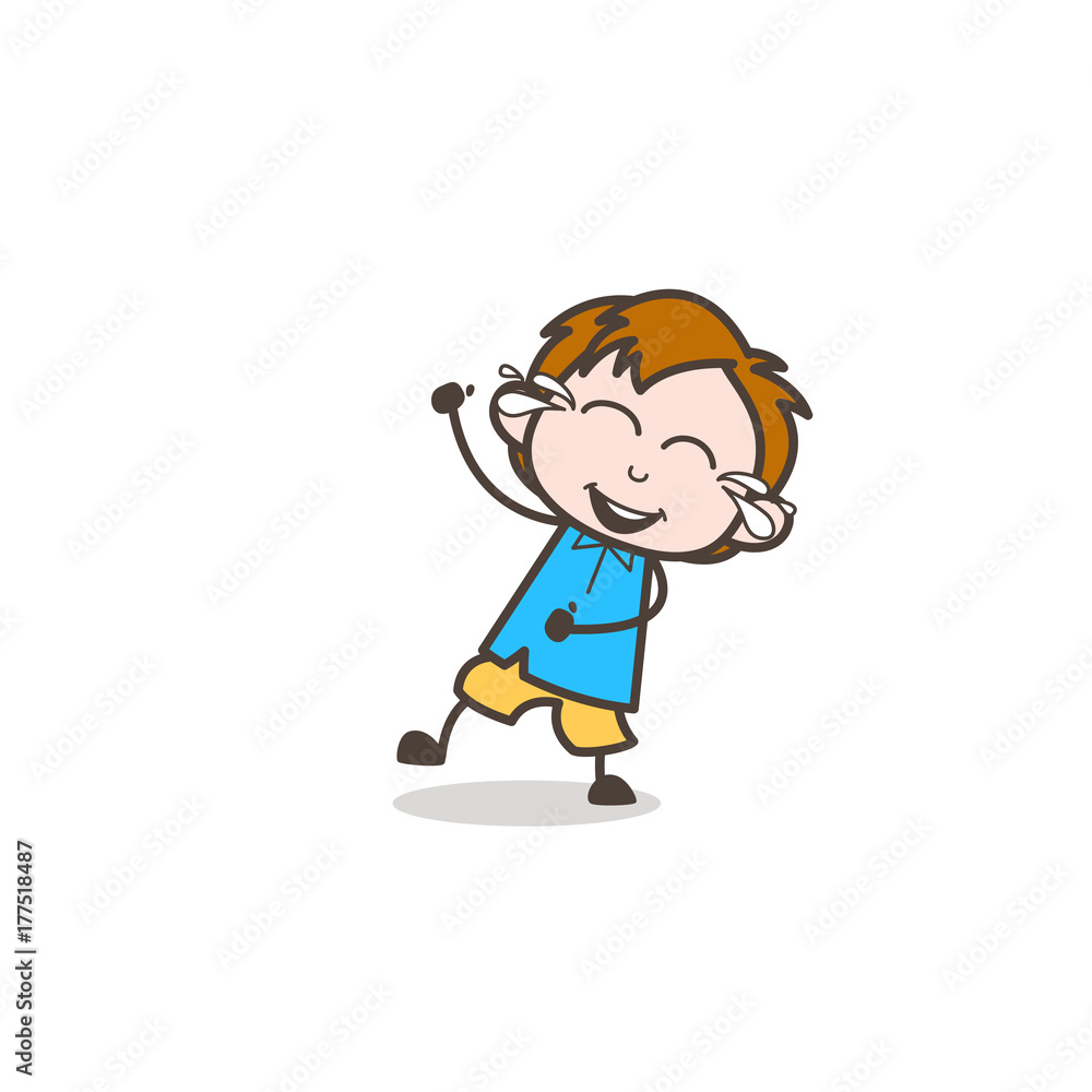 Little Boy Laughing with Tears of Joy - Cute Cartoon Kid Vector Little Boy Laughing with Tears of Joy - Cute Cartoon Kid Vector